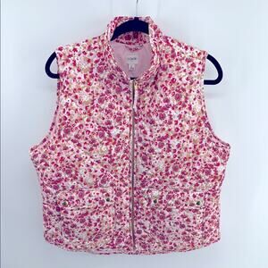 NWT J. Crew Factory floral print quilted full zip cold weather winter vest sz L